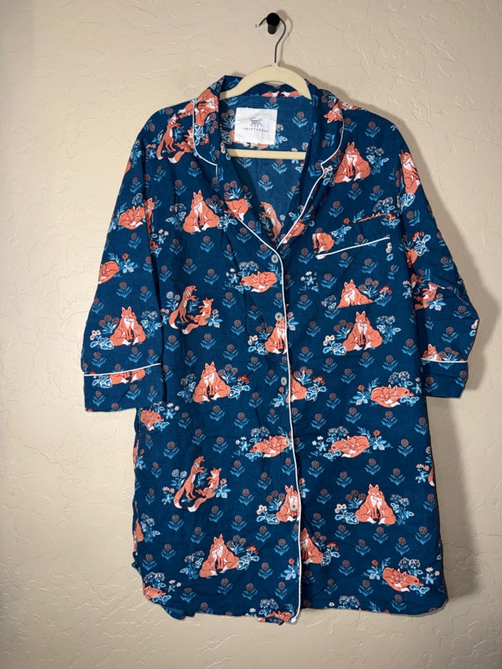 Printfresh fox print Midweight Flannel Nightgown size medium